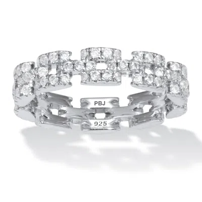 Palm Beach Jewelry 1.08 Tcw Cz Sterling Silver Eternity Link Ring In White