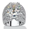 Palm Beach Jewelry 10.82 Tcw Oval-cut Cubic Zirconia .925 Sterling Silver Sparkler Engagement Ring In White