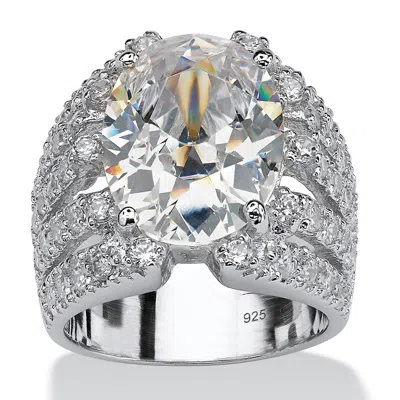 Palm Beach Jewelry 10.82 Tcw Oval-cut Cubic Zirconia .925 Sterling Silver Sparkler Engagement Ring In White