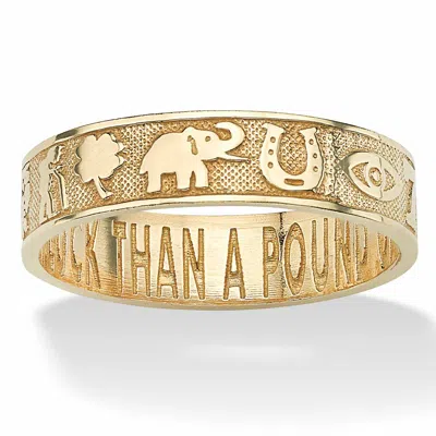 Palm Beach Jewelry 10k Yellow Gold Lucky Symbols "better An Ounce Of Luck" Ring