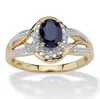 Palm Beach Jewelry 10k Yellow Gold Oval Blue Sapphire And Round Diamond Accent Ring In Blue