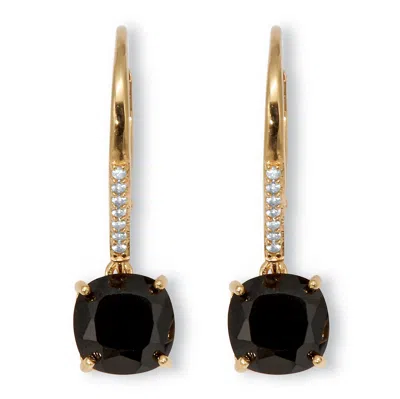 Palm Beach Jewelry .11 Tcw Cushion Black Spinel 18k Yellow Gold-plated Sterling Silver Earrings