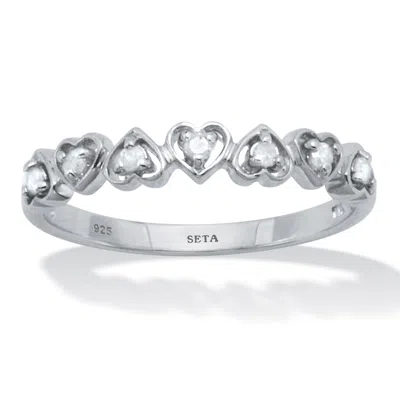 Palm Beach Jewelry .11 Tcw Interchanging Diamond Platinum Over Sterling Silver Heart Ring In White