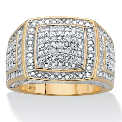 Palm Beach Jewelry 1/10 Cttw Men's Round Diamond 18k Gold-plated Silver Grid Ring In White