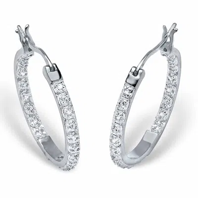 Palm Beach Jewelry 1/10 Cttw. Round Diamond 18k Gold-plated Sterling Silver Hoop Earrings In White