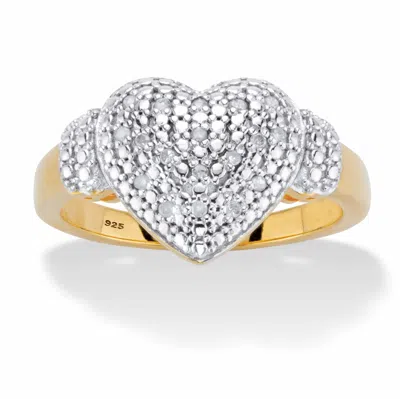 Palm Beach Jewelry 1/10 Cttw. Round Diamond Gold-plated Sterling Silver Heart-shaped Cluster Ring In White
