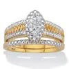 Palm Beach Jewelry 1/10 Cttw. Round Diamond Marquise Style 18k Gold-plated Silver 2 Piece Ring Set