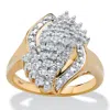 Palm Beach Jewelry 1/10 Cttw. Round Solid 10k Yellow Gold Diamond Cluster Bypass Ring In White