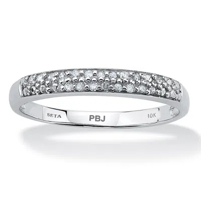 Palm Beach Jewelry 1/10 Tcw Diamond 10k White Gold Double Row Ring