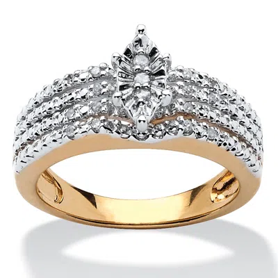 Palm Beach Jewelry 1/10 Tcw Diamond 18k Yellow Gold-plated Sterling Silver Marquise-shaped Ring In White