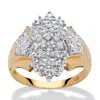 Palm Beach Jewelry 1/10 Tcw Diamond Cluster Ring In 18k Yellow Gold-plated Sterling Silver In White