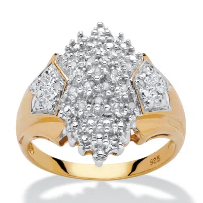 Palm Beach Jewelry 1/10 Tcw Diamond Cluster Ring In 18k Yellow Gold-plated Sterling Silver In White