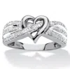 Palm Beach Jewelry 1/10 Tcw Diamond Crossover Heart Ring In Platinum-plated Sterling Silver In White