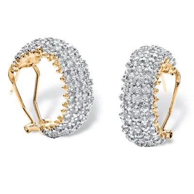 Palm Beach Jewelry 1/10 Tcw Diamond Yellow Gold-plated Cluster C-hoop Earrings In White