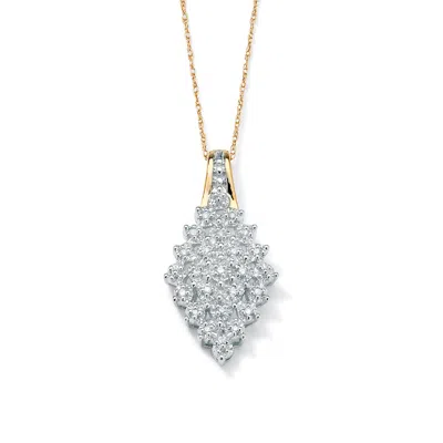 Palm Beach Jewelry 1/10 Tcw Round Cut Genuine Diamond 10k Solid Gold Pendant Necklace, 18 Inch
