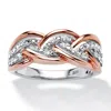 Palm Beach Jewelry 1/10 Tcw Round Diamond Braid Ring In Rose Gold-plated Sterling Silver In White