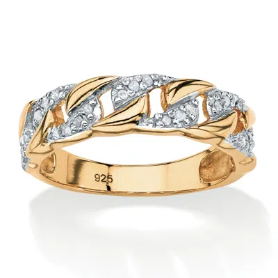 Palm Beach Jewelry 1/10 Tcw Round Diamond Curb-link Ring In 14k Gold Over .925 Sterling Silver In White