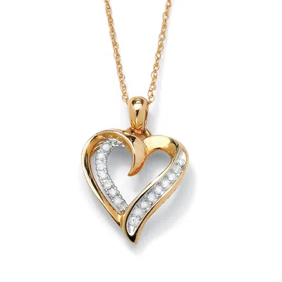Palm Beach Jewelry 1/10 Tcw Round Diamond Heart Pendant Necklace In 10k Gold 18"