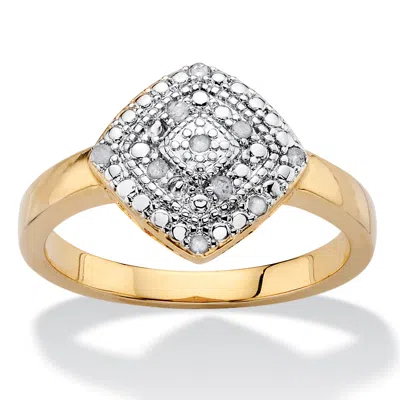 Palm Beach Jewelry 1/10 Tcw Round Diamond Pave-style Gold-plated Squared Ring In White