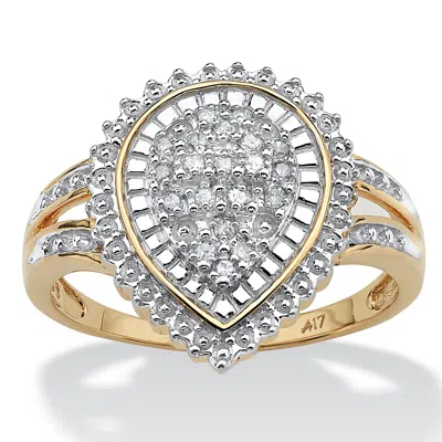 Palm Beach Jewelry 1/10 Tcw Round Diamond Pear Shaped Ballerina Setting Ring In 10k Gold In White