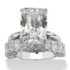 Palm Beach Jewelry 11.06 Tcw Cubic Zirconia Platinum-plated Bridal Engagement Ring Wedding Set In White