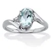Palm Beach Jewelry 1.11 Cttw. Aquamarine & Diamond Accent Platinum Plated Silver Bypass Ring