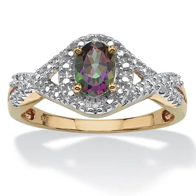 Palm Beach Jewelry 1.11 Tcw Mystic Fire Topaz & Diamond Accent 18k Gold-plated Sterling Silver Ring In Multi