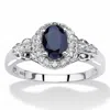 Palm Beach Jewelry 1.12 Cttw. Genuine Blue Sapphire And White Topaz Sterling Silver Halo Ring In Blue