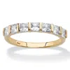 Palm Beach Jewelry 1.12 Tcw Cz Gold-plated Sterling Silver Ring In Yellow