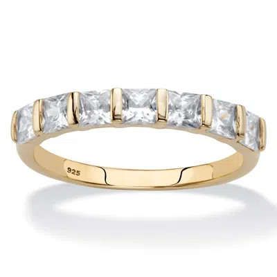 Palm Beach Jewelry 1.12 Tcw Cz Gold-plated Sterling Silver Ring In Yellow