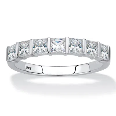 Palm Beach Jewelry 1.12 Tcw Cz Platinum-plated Sterling Silver Ring In White