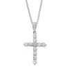 Palm Beach Jewelry 1.14 Cttw. Cubic Zirconia Sterling Silver Cross Pendant Necklace 16"-18"