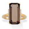 Palm Beach Jewelry 11.64 Cttw. Emerald Cut Smoky And White Quartz 18k Gold-plated Silver Ring In Brown
