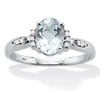 Palm Beach Jewelry 1.17 Tcw Aquamarine Platinum Plated Silver Ring In White