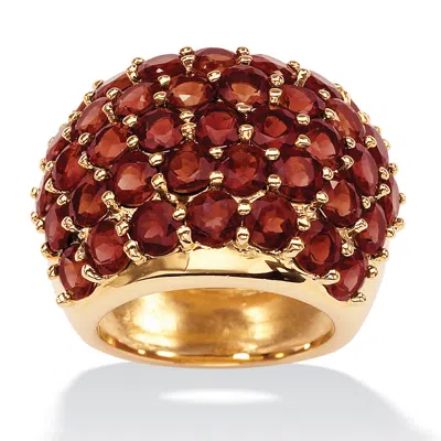 Palm Beach Jewelry 11.70 Carats Tcw Gold-plated Round Garnet Dome Ring In Red