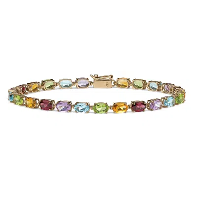 Palm Beach Jewelry 11.89 Tcw Oval-cut Genuine Multi-gemstones 10k Yellow Gold Tennis Bracelet In Purple
