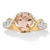Palm Beach Jewelry 1.19 Tcw Oval-cut Simulated Morganite And Diamond Accent Gold-plated Silver Ring