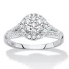 Palm Beach Jewelry 1/2 Cttw. Round Diamond Solid 10k White Gold Engagement Cluster Ring In White