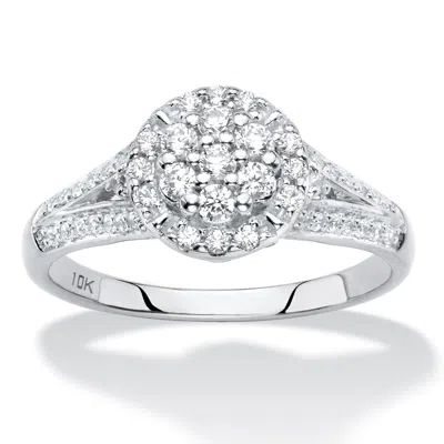 Palm Beach Jewelry 1/2 Cttw. Round Diamond Solid 10k White Gold Engagement Cluster Ring