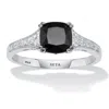 Palm Beach Jewelry .12 Tcw Black Spinel And Cz Sterling Silver Ring In White