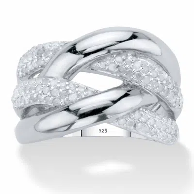 Palm Beach Jewelry 1/2 Tcw Diamond Platinum/silver Crossover Ring In White