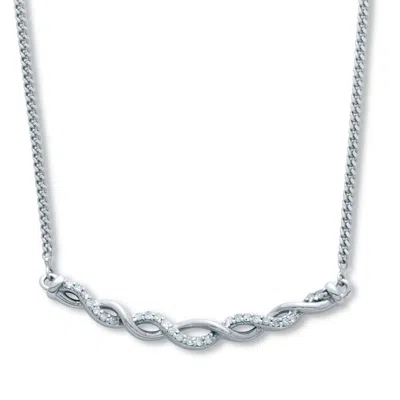 Palm Beach Jewelry .12 Tcw Diamond Sterling Silver Twisted Necklace 18 Inches In White
