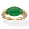 Palm Beach Jewelry .12 Tcw Green Jade Ring 14k Gold-plated Silver In Yellow