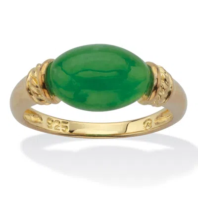 Palm Beach Jewelry .12 Tcw Green Jade Ring 14k Gold-plated Silver In Yellow