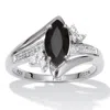 Palm Beach Jewelry .12 Tcw Marquise Cut Onyx And Round Cz Platinum-plated Sterling Silver Ring In Black