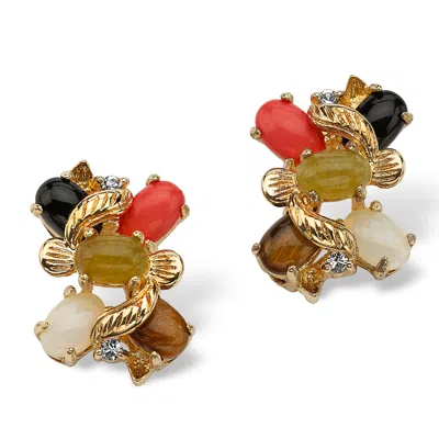 Palm Beach Jewelry 1/2 Tcw Oval-shaped Multi-gemstone And Crystal Accent Earrings In Goldtone