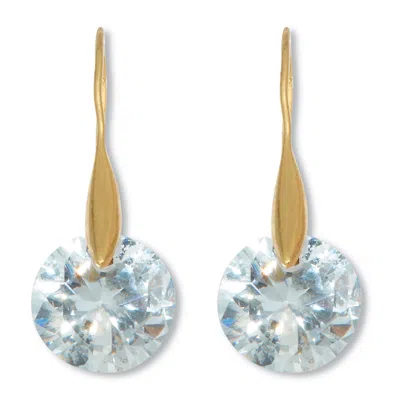Palm Beach Jewelry 12 Tcw Round Cubic Zirconia 18k Yellow Gold-plated Drop Earrings
