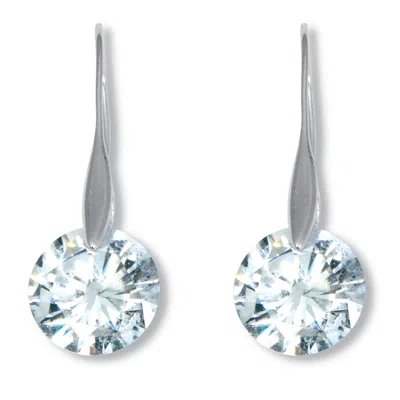 Palm Beach Jewelry 12 Tcw Round Cubic Zirconia Silvertone Drop Earrings