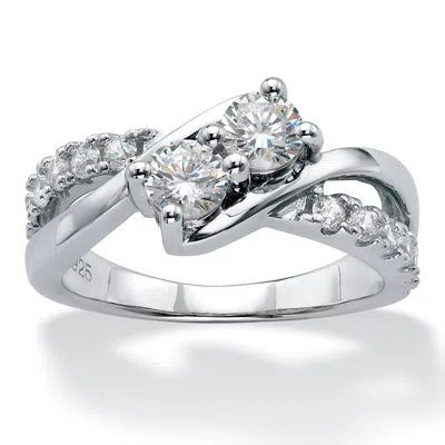 Palm Beach Jewelry 1.20 Tcw Cz Platinum-plated Silver Promise Ring In White