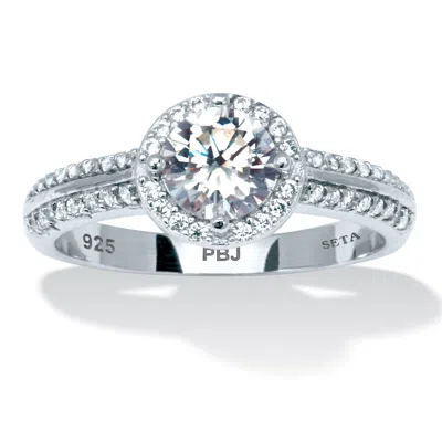 Palm Beach Jewelry 1.22 Tcw Cubic Zirconia Sterling Silver Halo Ring In White